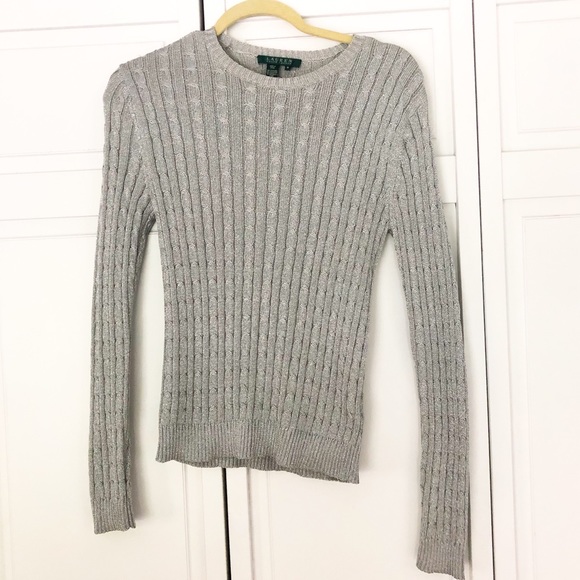 Ralph Lauren silver long sleeve sweater. Size M - Picture 3 of 8